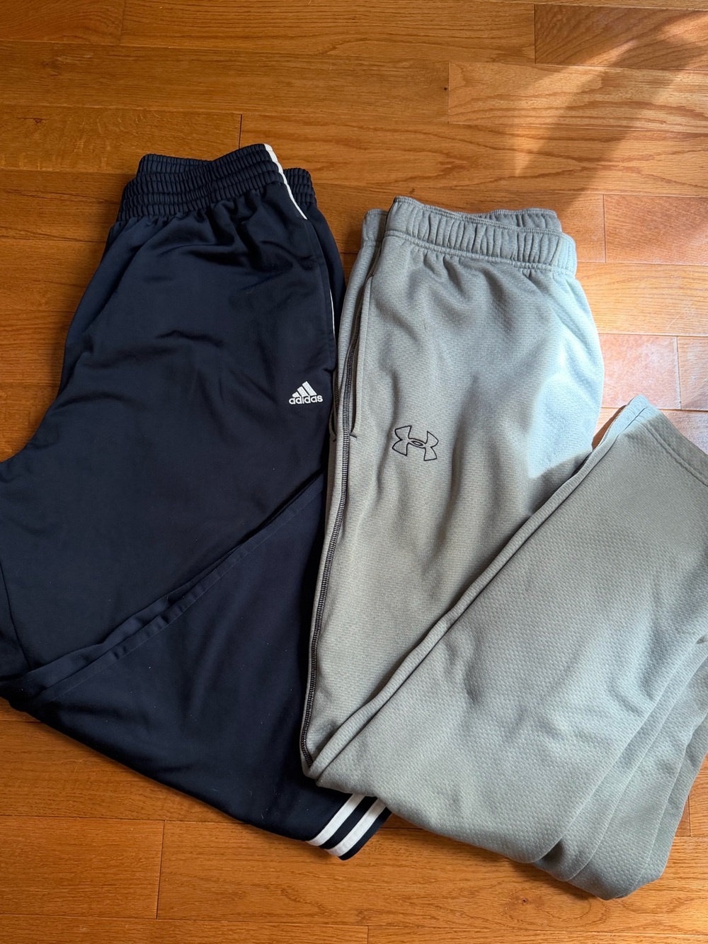 Lot of 2 Mens addidas Under Armour size large athletic pants Loose Fit